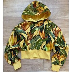 adidas Tropical Print Cropped Hoodie - Yellow & Green